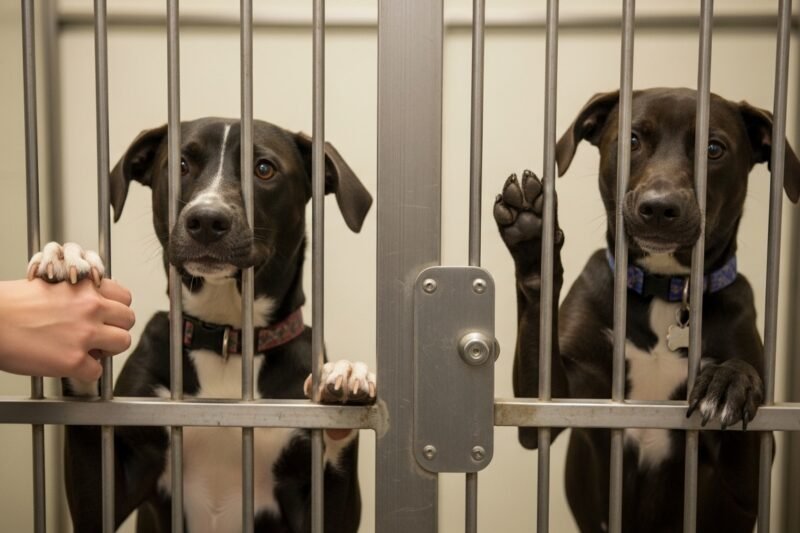 Shelter Dog Begs For Love Through Kennel Bars – Then His New Life Begins