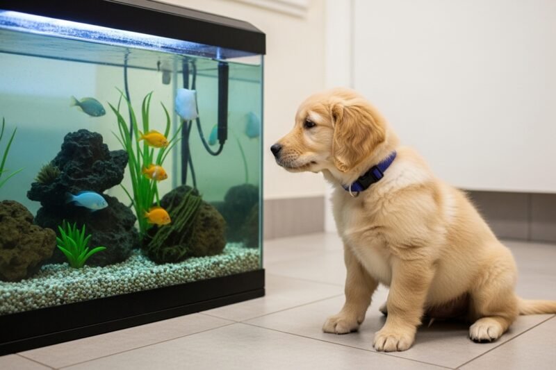 Golden Retriever Puppy Enthralled By Fish Tank At The Vet Is As Pure As It Gets